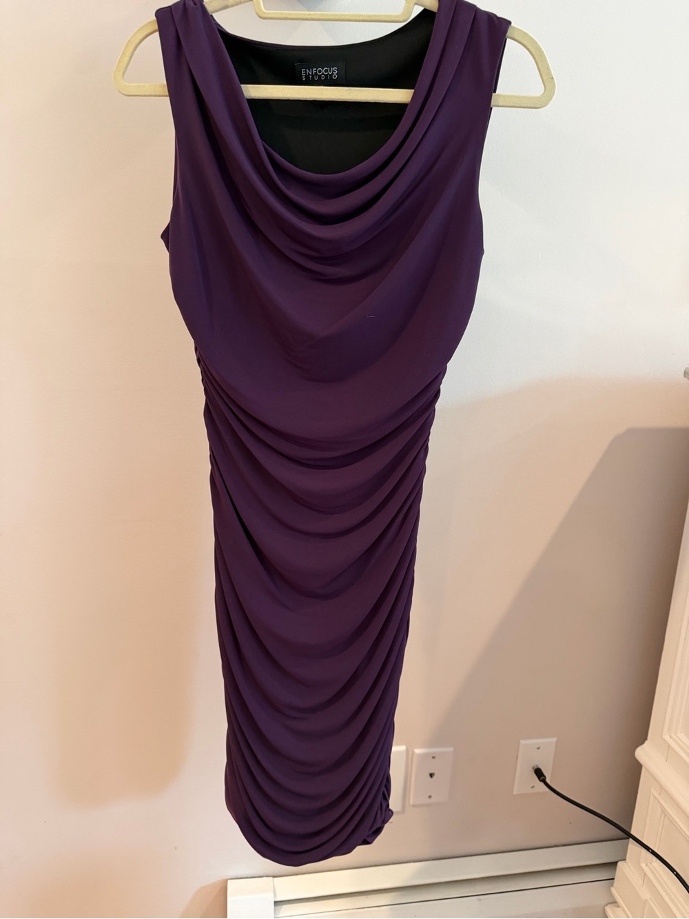 Enfocus Studio Draped Sleeveless Midi Dress - Plum